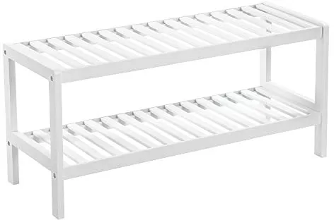 SONGMICS skohylla, med 2 hyllor - vit bambu